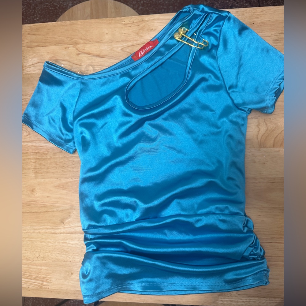 Rainbow Blue Satin Blouse
